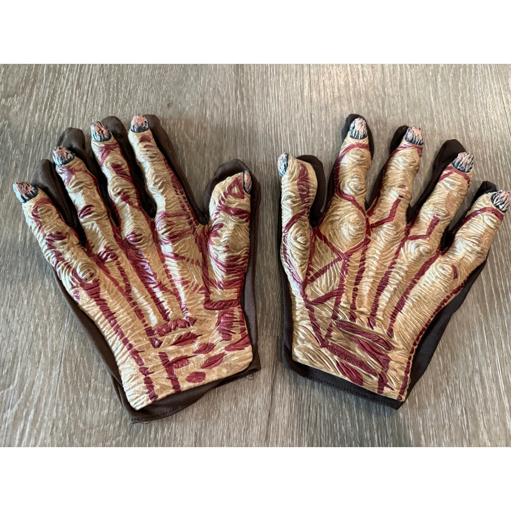 HALLOWEEN Fun World Div. Monster Zombie Costume Gloves Brown Textured Adult